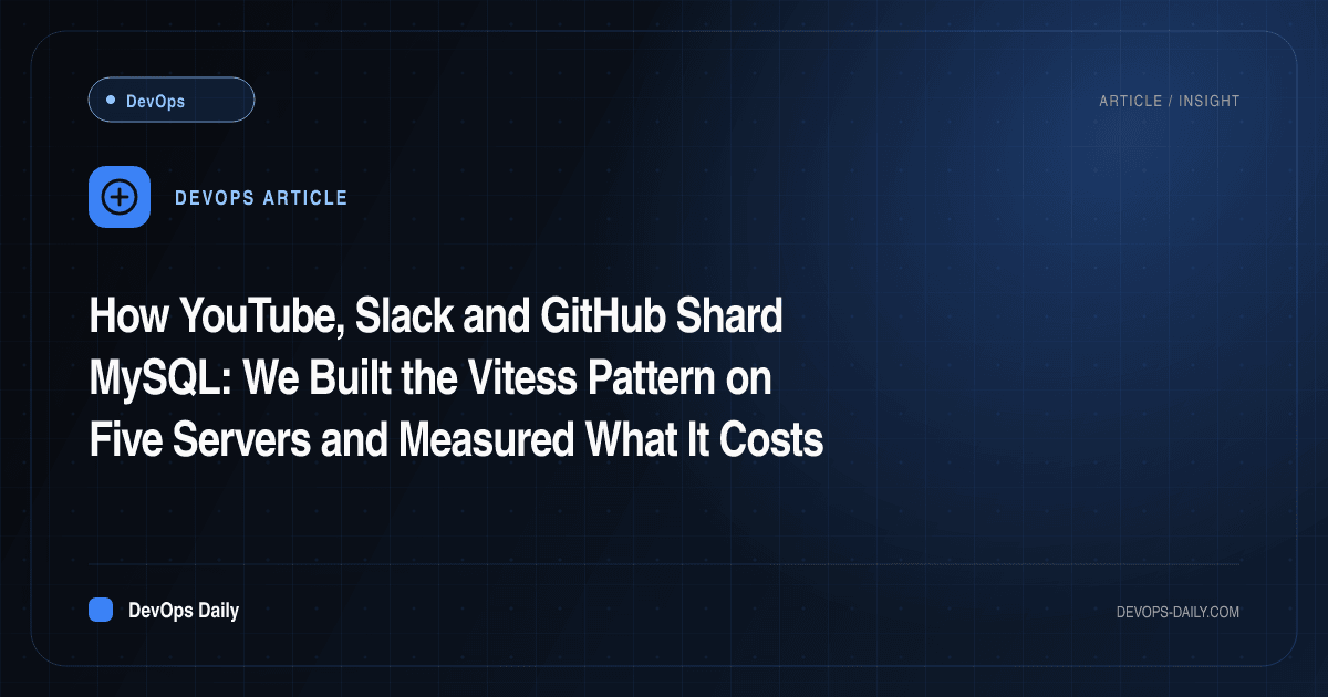 How YouTube, Slack and GitHub Shard MySQL: We Built the Vitess Pattern on Five Servers and Measured What It Costs
